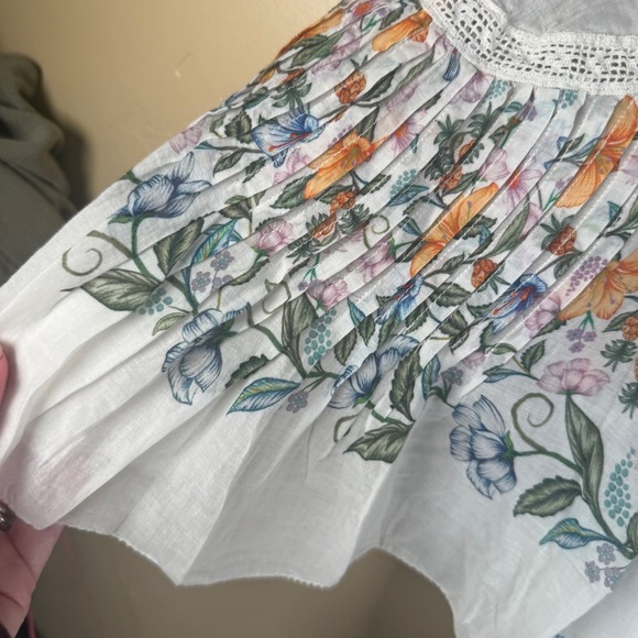 NIP Farm Rio Sweet Bloom Bouquet Short-Sleeve Mini Dress Size S Boho Cottagecore - Picture 5 of 12